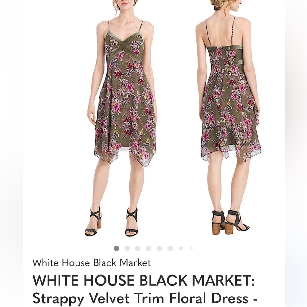 White House Black Market Olive Floral Dress